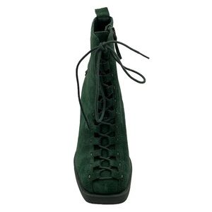 Kelsi Dagger Brooklyn Lace Up Booties, Forest Green Suede, Size 9M.